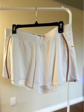 Nike White Athletic Skort with Orange and Blue Piping, Size L (12-14)